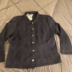 Christopher & Banks Petite Navy Textured Jacket